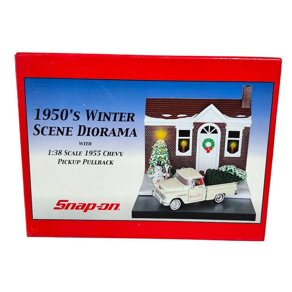 Snap-On Tools 1950s Winter Scene Diorama 1955 Chevy Pickup Pullback 1:38 Scale